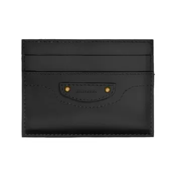 Balenciaga Neo Classic Cow Leather Card Clip Card Holder Women's Black