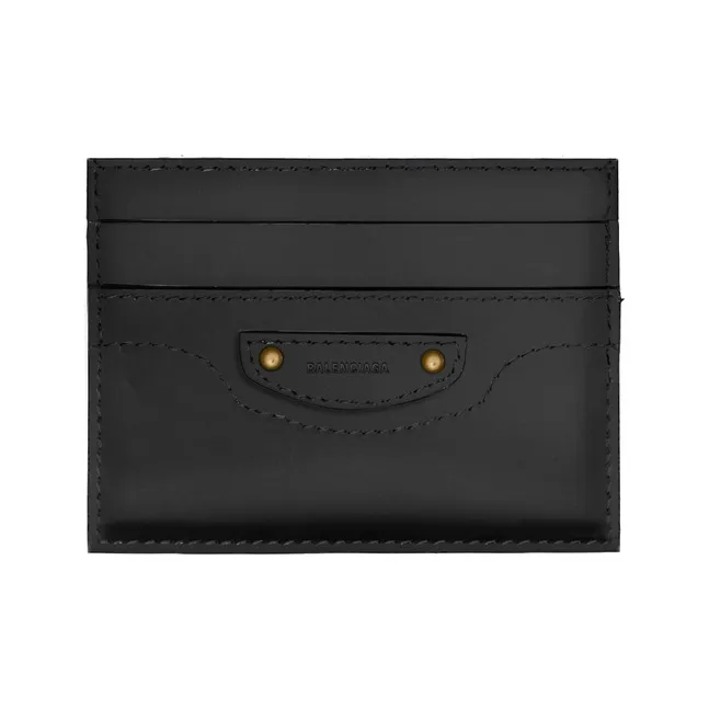 Balenciaga Neo Classic Cow Leather Card Clip Card Holder Women's Black-0