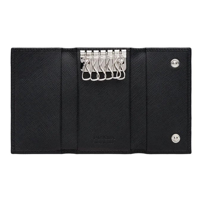 PRADA Saffiano Leather Key Pouch Men's Black-2