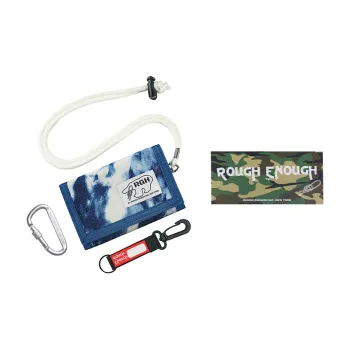 Rough Enough Canvas Lanyard Hanging Bag Coin Purse Card Holder Wallet Unisex Blue White Tie Dye