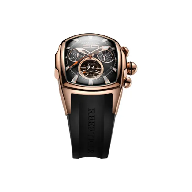 REEF TIGER Aurora Collection Tank II Automatic Mechanical Movement Watch Men's Watches Black Dial-1