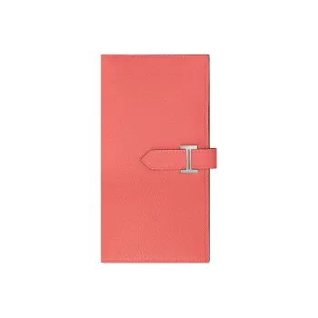 HERMES Bearn Mysore Goat Skin Wallet Women's Red