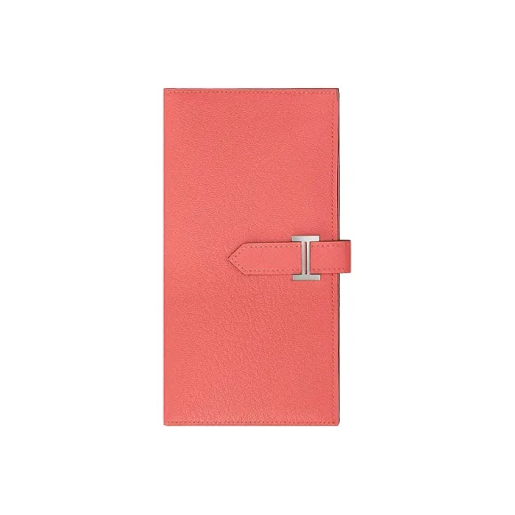 HERMES Bearn Mysore Goat Skin Wallet Women's Red-0