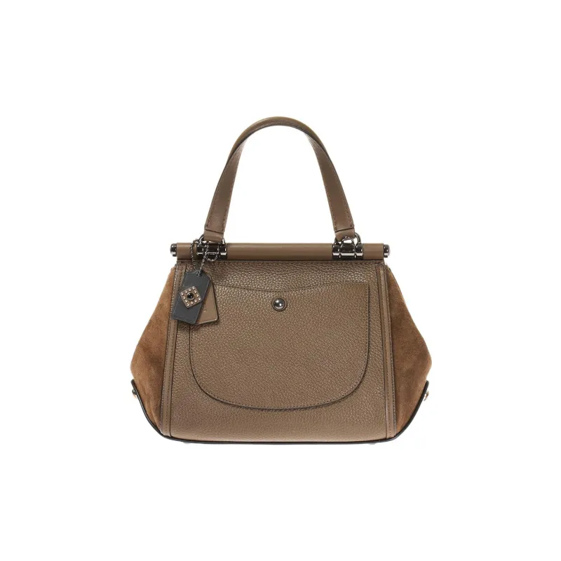 COACH Drifter Leather Suede Bonded Shoulder Bag Crossbody Bag Medium Size Women's Dark Color Bronze-1
