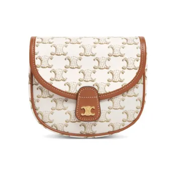 CELINE Cow Leather Shoulder Bag Crossbody Bag Mini Women's Candy Color & White