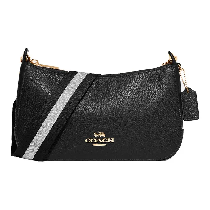 COACH Jes Pebbled Leather Crossbody Bag Medium Size Women's Black-0