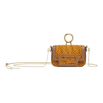 FENDI Baguette Calfskin Baguette Bag Coin Purses Shoulder Bag Crossbody Bag Extra Mini Women's Yellow