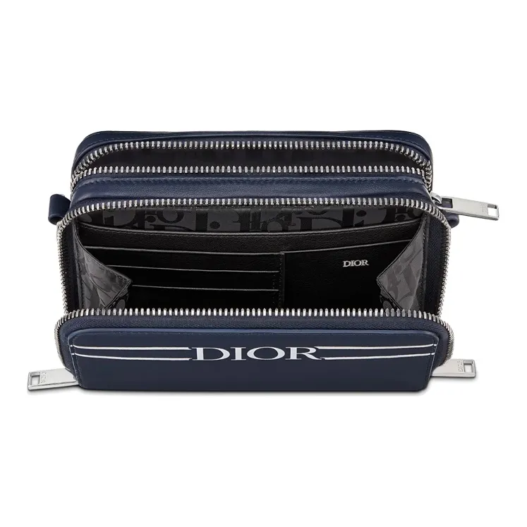 DIOR Calfskin Shoulder Bag Men's Navy-2