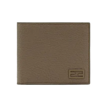 FENDI Leather Money Clip Card Holder Wallet Men's Light Brown
