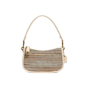 COACH Swinger With Leather Shoulder Bag Crossbody Bag Handbag Small Size Women's Ivory White