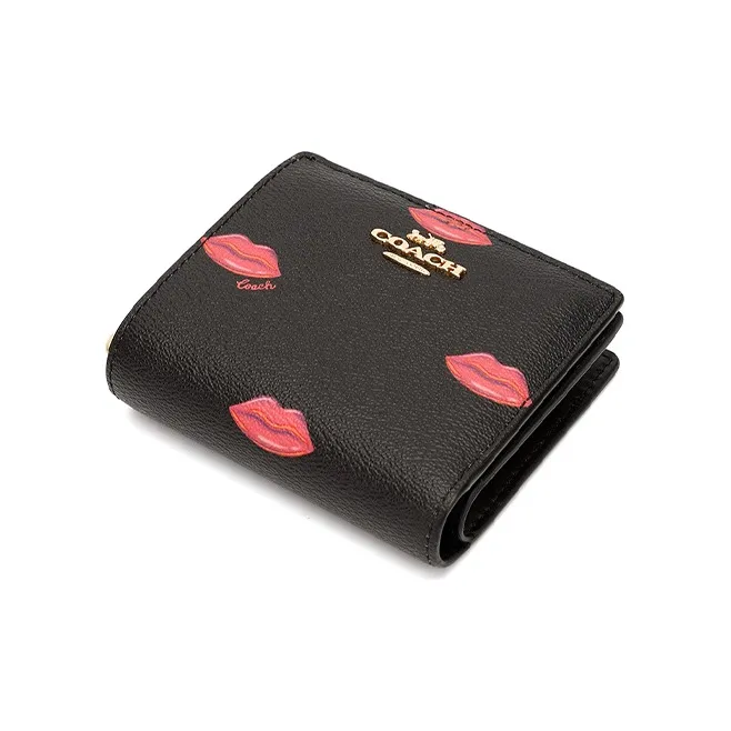 COACH Snap Wallet Artificial Leather Card Holder Wallet Women's Black-4