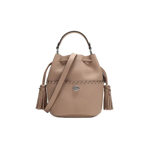 COACH Lora Leather Bucket Bag Fringe Handbag Shoulder Bag Regular Women's Milk Tea Beige