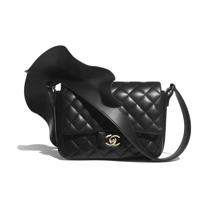 CHANEL Leather Mini Square Flap Bag, Shoulder Bag, Crossbody Bag Women's Black-0