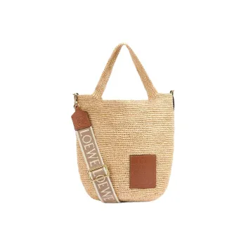 LOEWE Slit Raffia Handbag, Crossbody Bag Mini Women's Linen