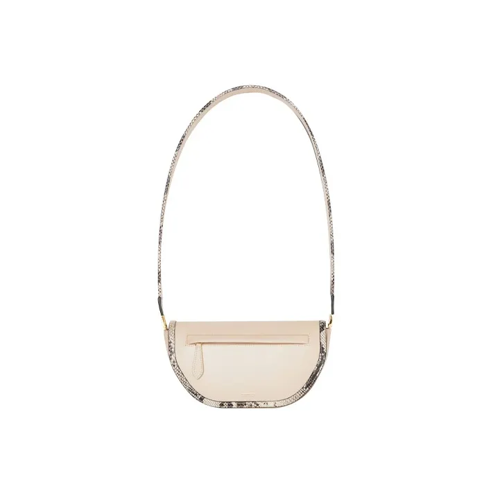 Burberry Olympia Leather Shoulder Bag Crescent Bag Handbag Shoulder Bag Small Size Women's Cheese Milk Beige-0