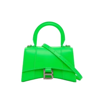 Balenciaga Hourglass Smooth Calfskin Hourglass Bag, Shoulder Bag, Crossbody Bag, Handbag Extra Small Women's Neon Green