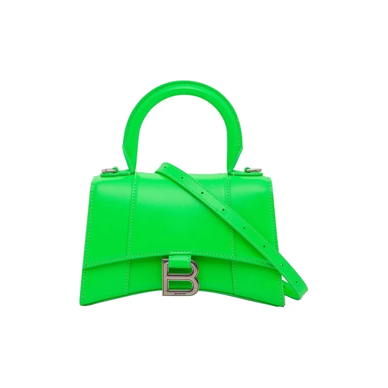 Balenciaga Hourglass Smooth Calfskin Hourglass Bag, Shoulder Bag, Crossbody Bag, Handbag Extra Small Women's Neon Green-0