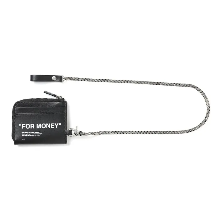 OFF-WHITE Cow Leather Coin Purse Regular Unisex Black-1