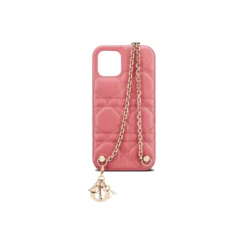 DIOR Lady Dior Lambskin IPhone 12 & 12 Pro Phone Case Shoulder Bag Crossbody Bag Women's Pink