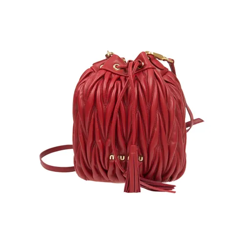 MIU MIU Sheepskin Bucket Bag Handbag Shoulder Bag Crossbody Bag Women's Red