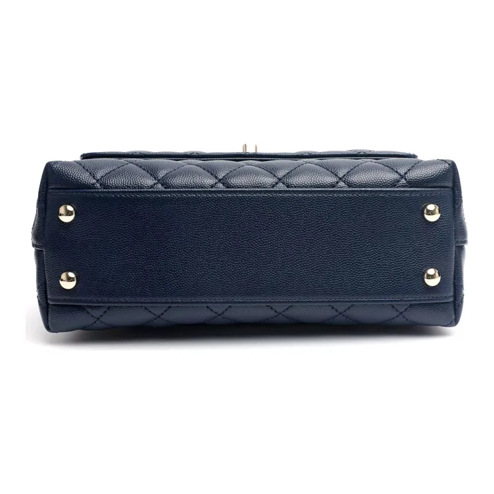 CHANEL Coco Handle Caviar Calfskin Handbag, Shoulder Bag, Crossbody Bag Women's Dark Blue-2