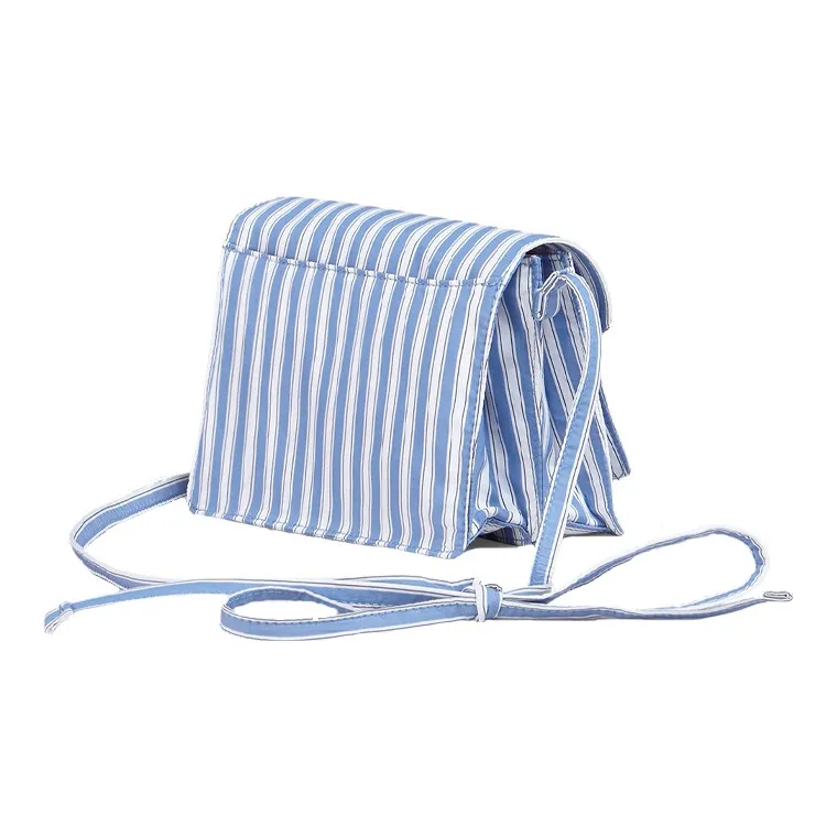 MARNI Trunk Cotton Trunk Bag Shoulder Bag Crossbody Bag Mini Women's Blue White Stripes-1