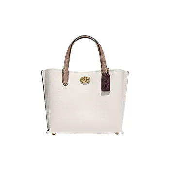 COACH Willow Pebbled Leather Tote Bag, Shopping Bag, Handbag, Shoulder Bag, Crossbody Bag Medium Size Women's White