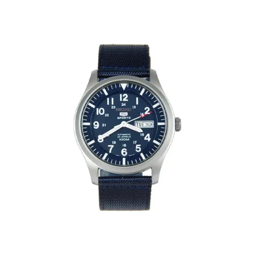 SEIKO 5 Collection Automatic Mechanical Movement Nylon Strap Watch Men's Watches Blue Dial SNZG11K1