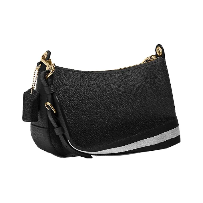 COACH Jes Pebbled Leather Crossbody Bag Medium Size Women's Black-1