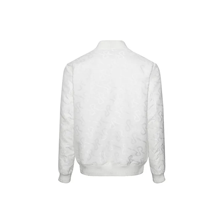 RARE FW21 Geometric Pattern Baseball Collar Long Puffer Jacket Men's White-1