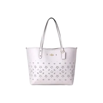COACH Leather Tote Bag, Shopping Bag, Shoulder Bag Tubas Women's Glacier White