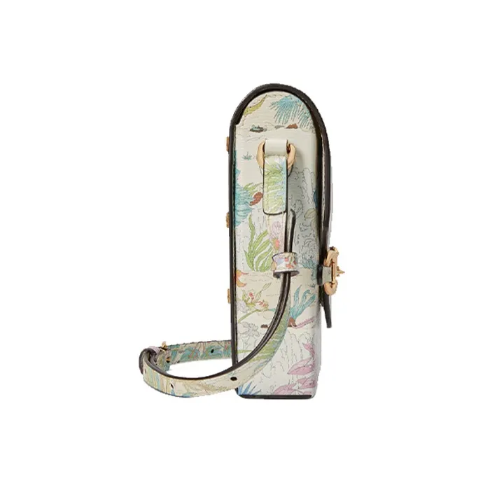 GUCCI Horsebit 1955 Leather Cell Phone Pouch Cigarette Case Bag Shoulder Bag Crossbody Bag Mini Unisex White/Multicolor-1