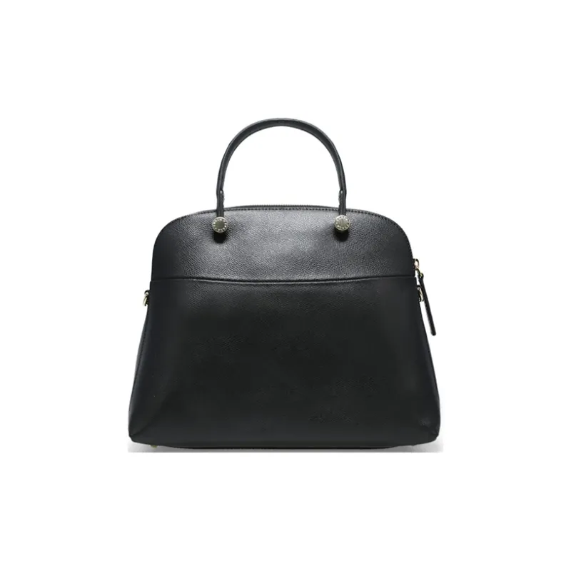 Furla Piper Collection Leather Tote Bag Shopping Bag Shoulder Bag Handbag Medium Size Women's Black-3