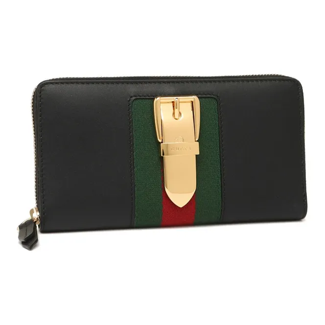 GUCCI Sylvie Leather Wallet Regular Women's Black-1