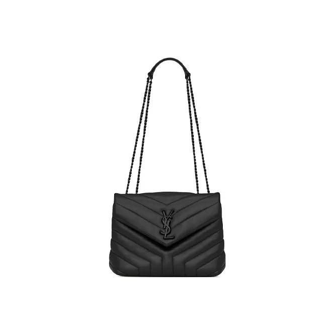 SAINT LAURENT LOULOU Cow Leather Portable Crossbody Bag Shoulder Bag Women's Black-1