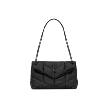 SAINT LAURENT LOULOU Sheepskin Chain Crossbody Bag Shoulder Bag Women's Black