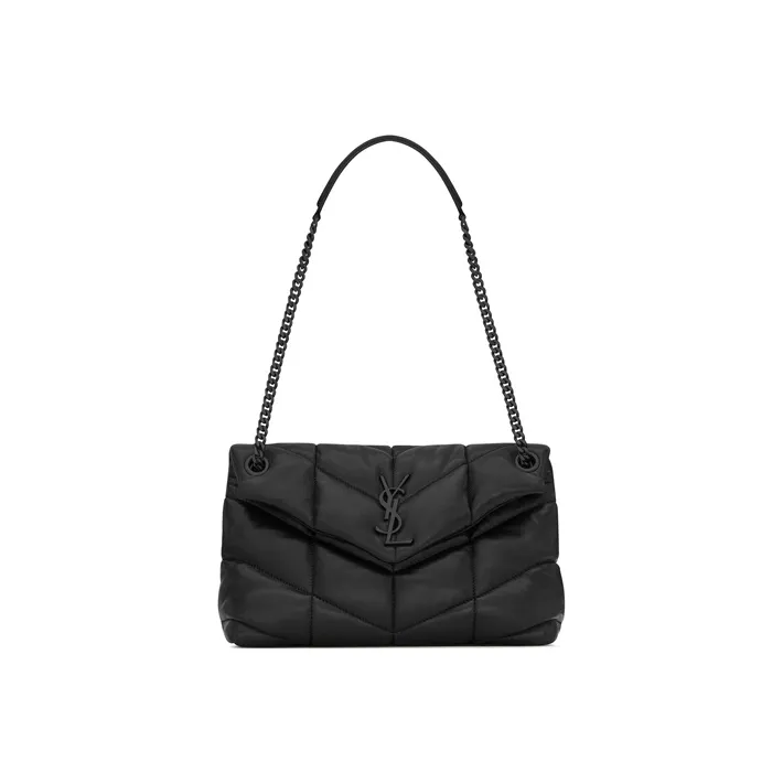 SAINT LAURENT LOULOU Sheepskin Chain Crossbody Bag Shoulder Bag Women's Black-0