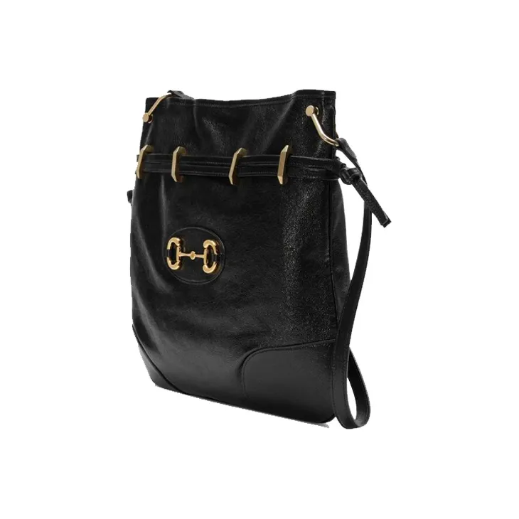 GUCCI Horsebit 1955 Leather Messenger Bag Crossbody Bags Shoulder Bags Women's Black-2