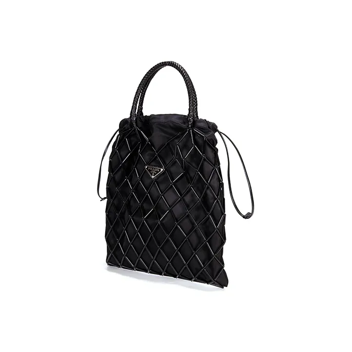 PRADA Nylon Fabric Bucket Bag Handbag Women's Black-2
