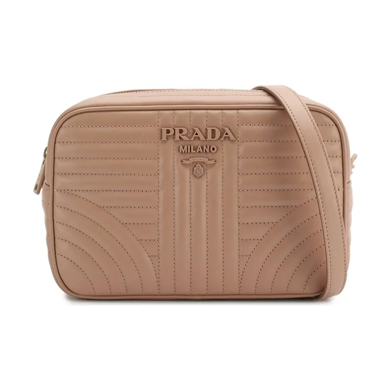 PRADA Cow Leather Small Square Bag, Chain Bag, Shoulder Bag Women's Brown-0