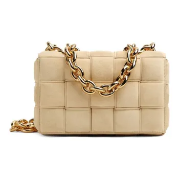 Bottega Veneta Chain Cassette Suede Cow Leather Pillow Bag Handheld Shoulder Bag Crossbody Bag Women's Beige