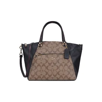 COACH Prairie PVC Canvas With Leather Dumpling Bag Crossbody One Shoulder Handbag Large Size Women's Khaki & Black