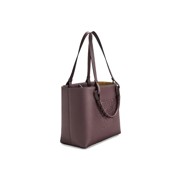 LOEWE Anagram Calfskin Tote Bag Shopping Bag Shoulder Bag Handbag Small Size Women's Plum-1