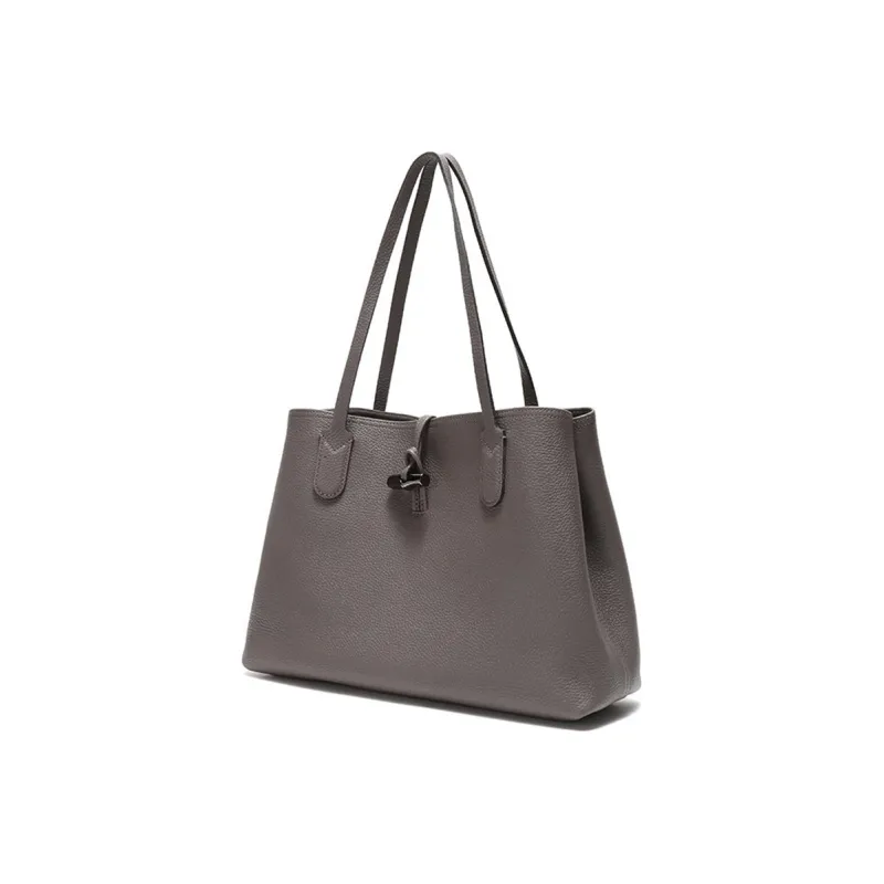 LONGCHAMP Roseau Cow Leather Laptop Bag Shoulder Bag Medium Size Women's Gray-1