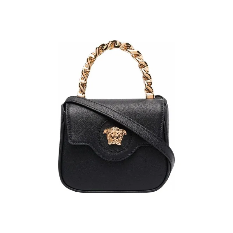VERSACE Leather Tote Bag Shopping Bag Shoulder Bags Women's Black-0