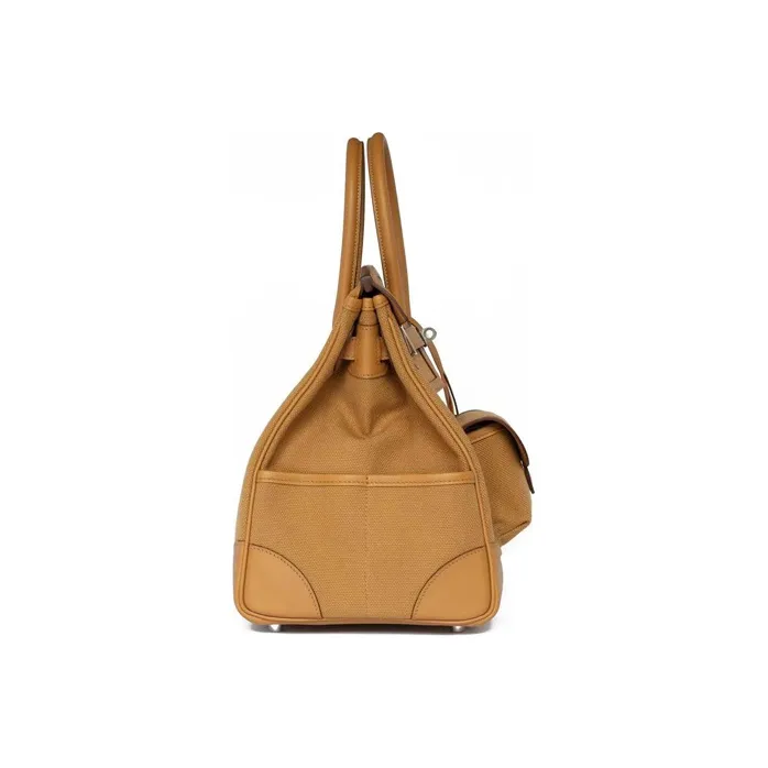 HERMES Birkin Canvas With Swift Birkin Bag Handbags Unisex 2S Sesame-1