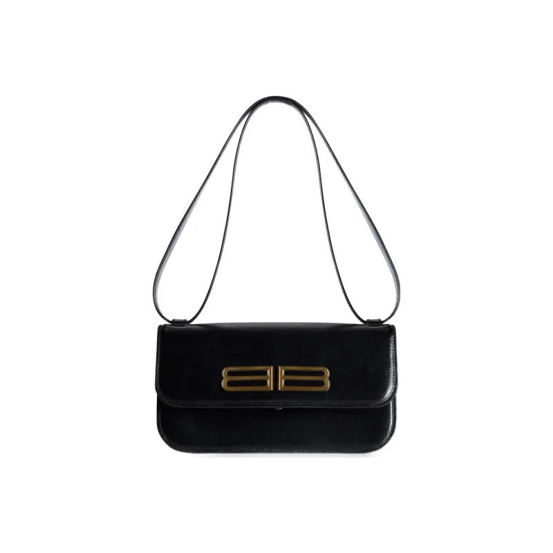 Balenciaga Gossip Embossed Cow Leather Shoulder Bag, Crossbody Bag Small Size Women's Black-0