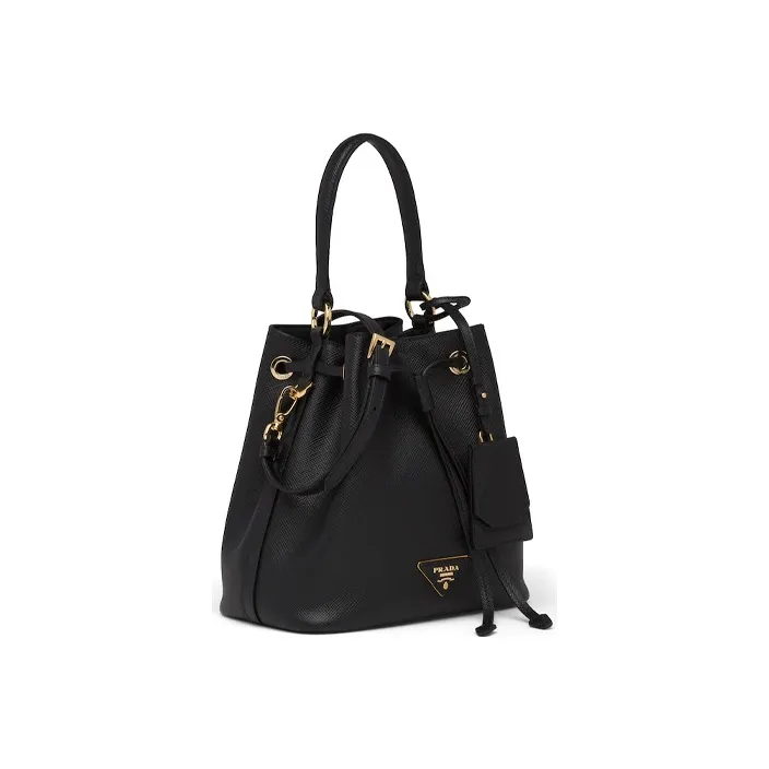 PRADA Saffiano Leather Bucket Bag Handbag Shoulder Bag Crossbody Bag Women's Black-1