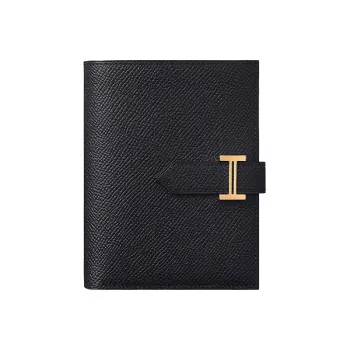 HERMES Bearn Epsom Calfskin Short Wallet Unisex 76 Bleu Indigo Indigo