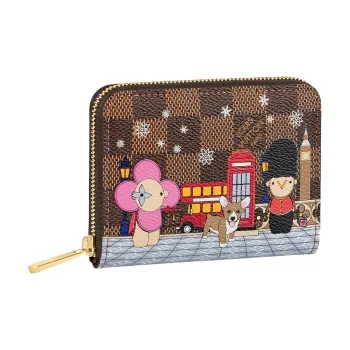 LOUIS VUITTON Zippy Coin Purse Damier Ebène Vivienne Red